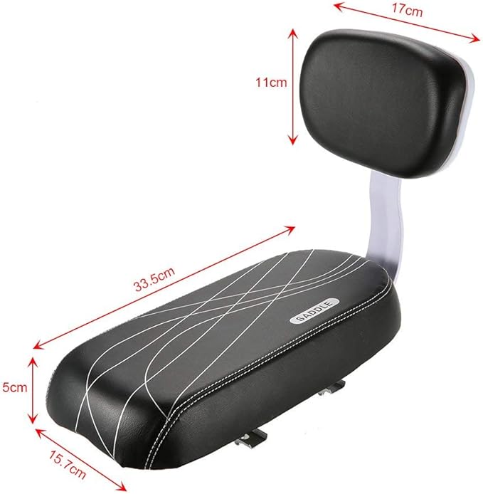 Lixada Bicycle Back Seat Cycling Bike Mountain Bike PU Leather Soft Cushion Rear Rack Seat with Back Rest