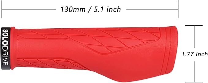SOLODRIVE Ergonomic Design Mountain Bike Grips, Comfortable Bicycle Handlebar Grips, Single Lock-on and Non-Slip MTB Handle, Fit MTB, E-Bike, Hybrid, Scooter
