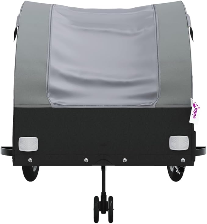 Bike Wagon Trailer, Bike Cart with Safety Flag, Bike Trailer Bicycle Cargo Trailer, Black and Gray 99.2 lb Iron, 26.8"x52.4"x26.8"