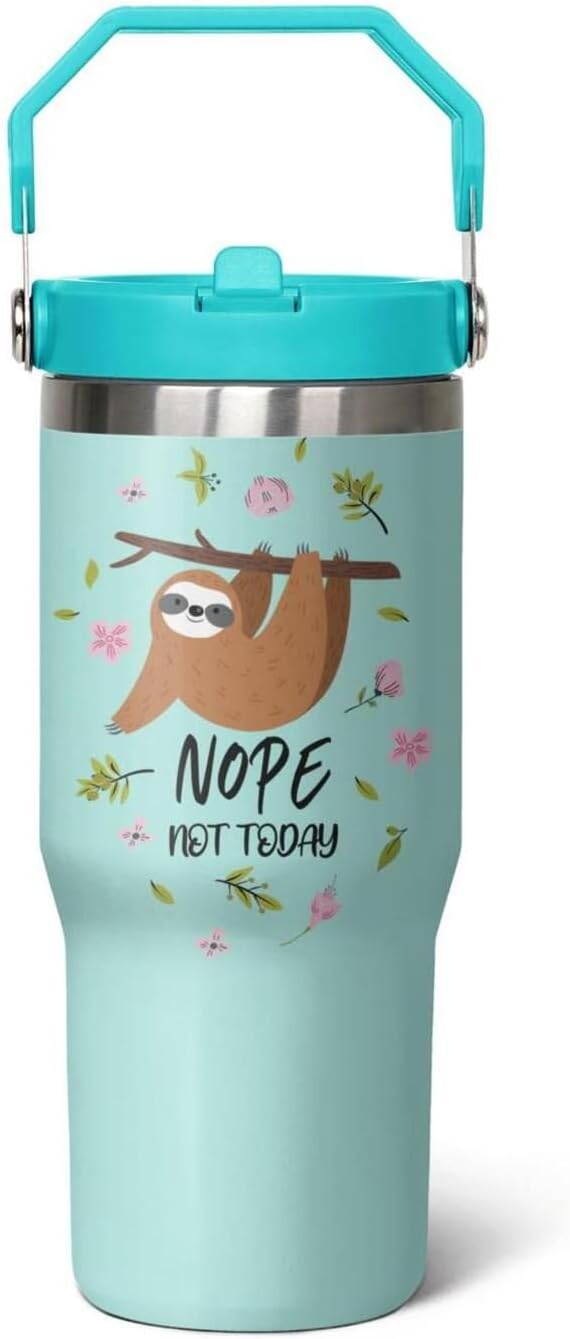 30 oz Sloth Flip Tumbler with lid and Straw,Sloth CoffeeTravel Mug Cup Water Botter,Sloth Gifts for Women,Sloth Stuff Decor Accessories