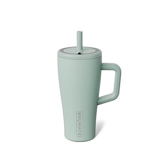 BrüMate Era 20 oz Tumbler with Handle and Straw | 100% Leakproof Insulated Tumbler with Lid and Straw | Made of Stainless Steel | Cup Holder Friendly Base | 20oz (Sage)