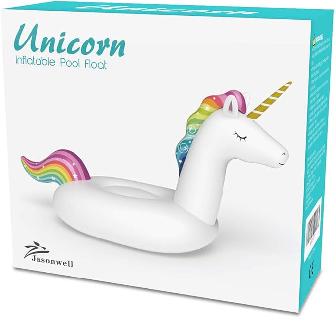 Jasonwell Big Inflatable Unicorn Pool Float Floatie Ride On with Fast Valves Large Rideable Blow Up Summer Beach Swimming Pool Party Lounge Raft Decorations Toys for Kids Adults