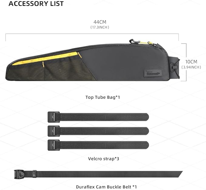 Rhinowalk Bike Frame Bag 2.1L, Waterproof Front Tube Bag with Dual Compartments, YKK Zipper, Phone Storage & Cable Port – Fits Most Bikes – Black