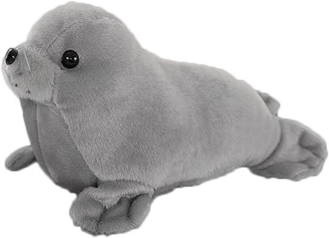 Seal Plush Stuffed Animal Grey Cute Toy Pillow Kawaii Doll for Kids, 9 inch