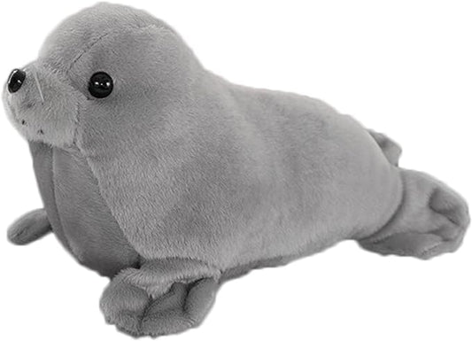 Seal Plush Stuffed Animal Grey Cute Toy Pillow Kawaii Doll for Kids, 9 inch