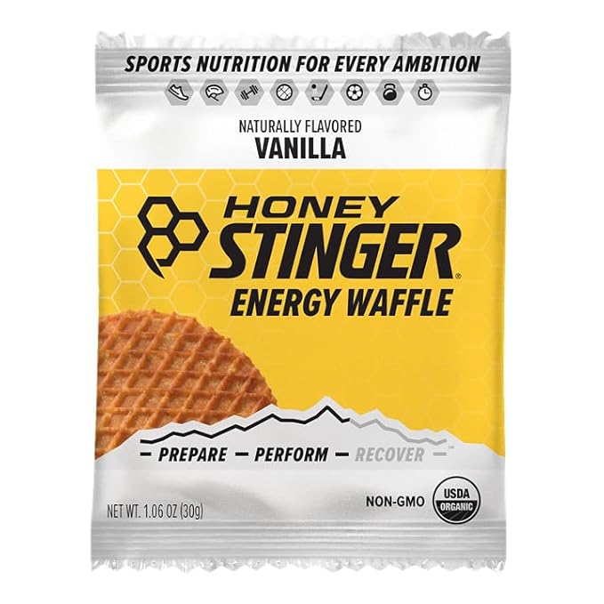 Honey Stinger Organic Vanilla Waffle, Energy Stroopwafel for Exercise, Endurance and Performance, Sports Nutrition for Home & Gym, Pre and Post Workout, Box of 16 Waffles, 16.96 Ounce