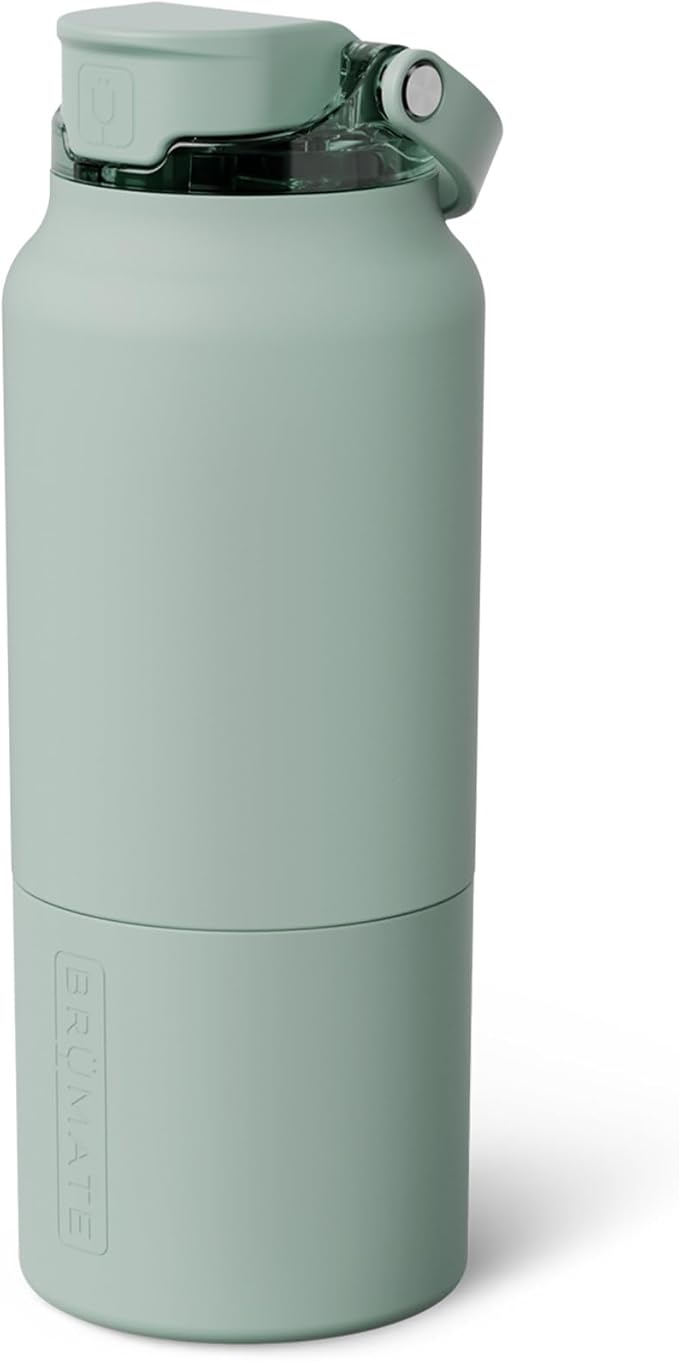 BrüMate Rise 35oz Water Bottle With Covered Silicone Straw | 100% Leakproof Insulated Water Bottle | Soft Sip Silicone Spout | Made of Stainless Steel | 35oz (Sage)