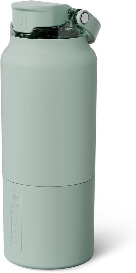 BrüMate Rise 35oz Water Bottle With Covered Silicone Straw | 100% Leakproof Insulated Water Bottle | Soft Sip Silicone Spout | Made of Stainless Steel | 35oz (Sage)
