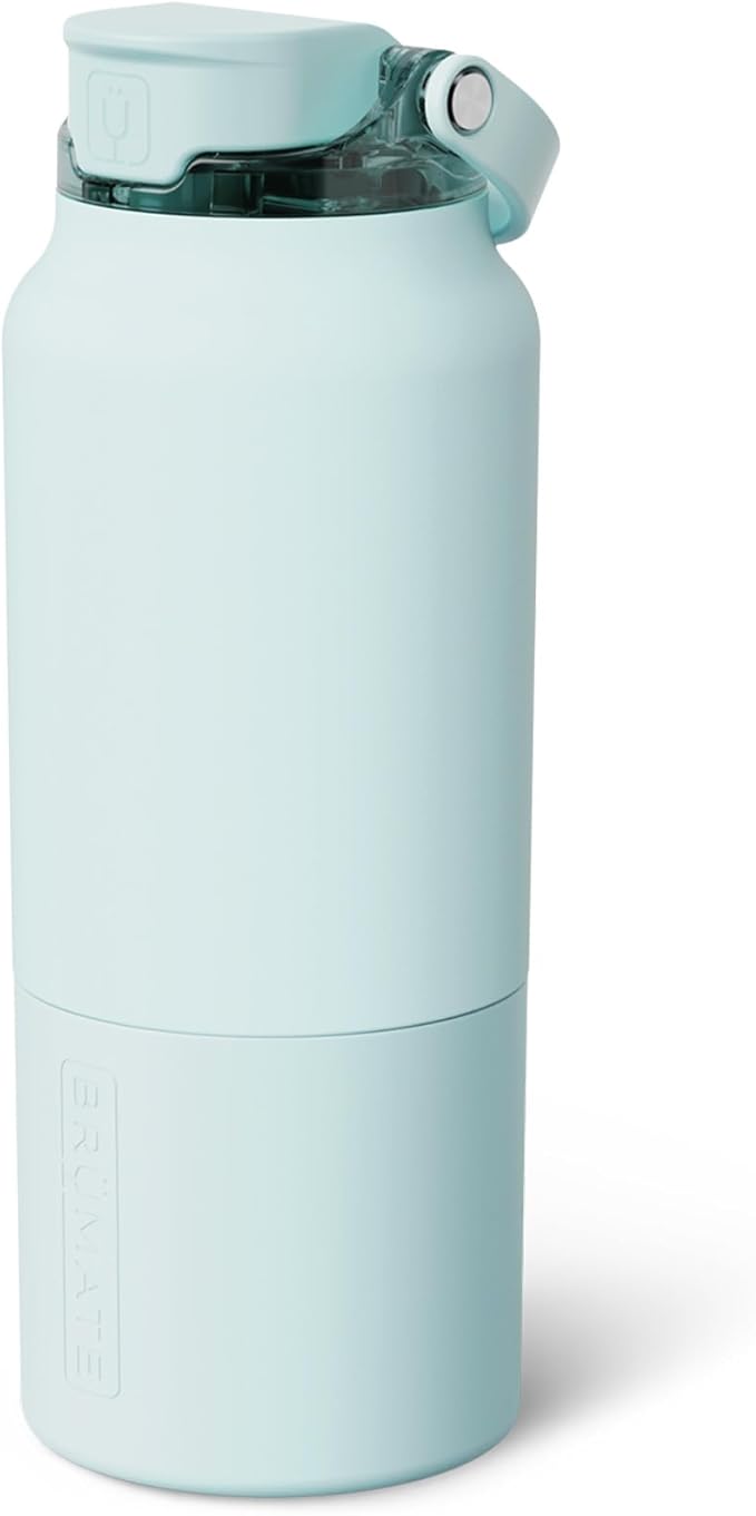 BrüMate Rise 35oz Water Bottle With Covered Silicone Straw | 100% Leakproof Insulated Water Bottle | Soft Sip Silicone Spout | Made of Stainless Steel | 35oz (Blue Agave)
