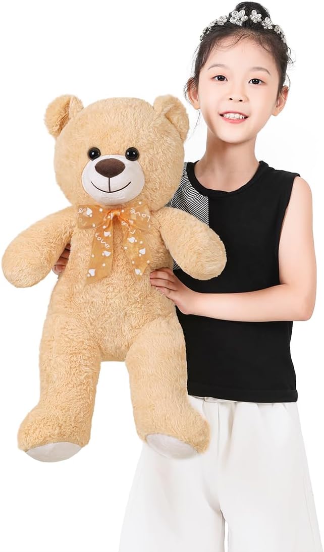 Teddy Bear Stuffed Animal 24'' Small Teddy Bear Plush Toy Gift for Valentine Christmas Birthday Light Brown