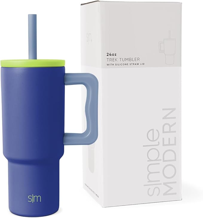 Simple Modern Kids 24 oz Tumbler with Handle and Silicone Straw Lid | Spill Proof and Leak Resistant | Reusable Stainless Steel Bottle | Gift for Kids Boys Girls | Trek Collection | Asteroid