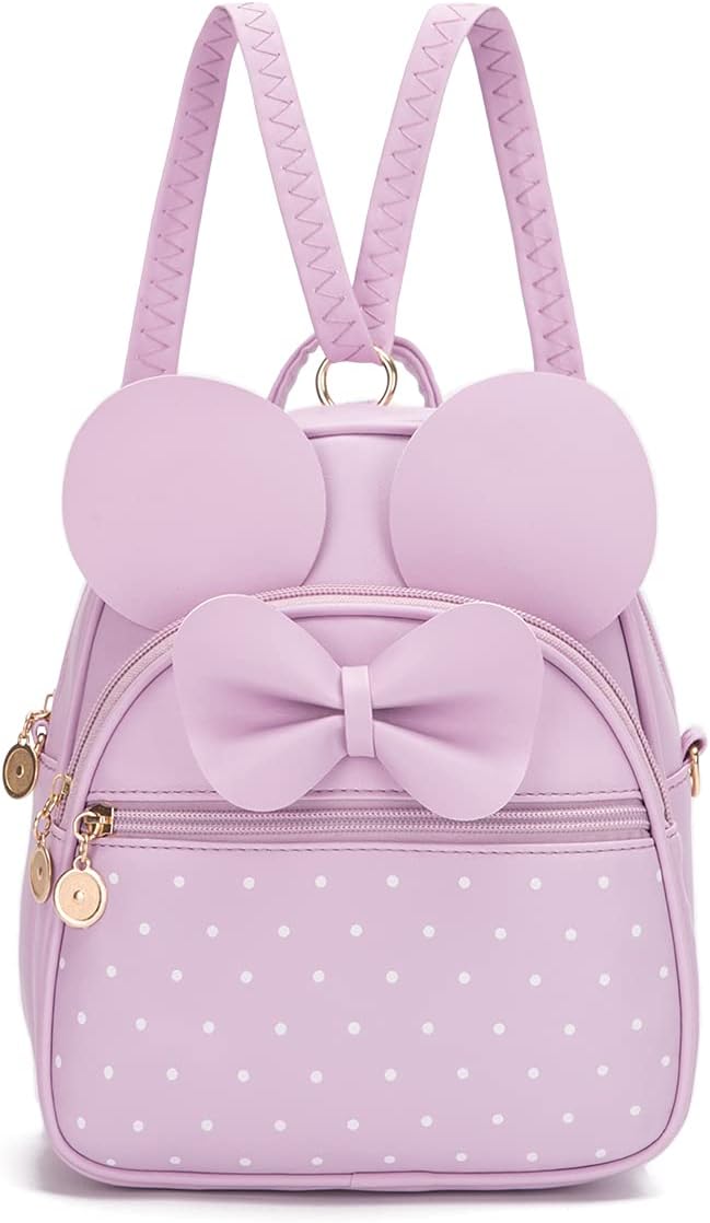 KL928 Girls Mini Backpack Bowknot Polka Dot Cute Small Daypacks Convertible Shoulder Bag Purse for Women