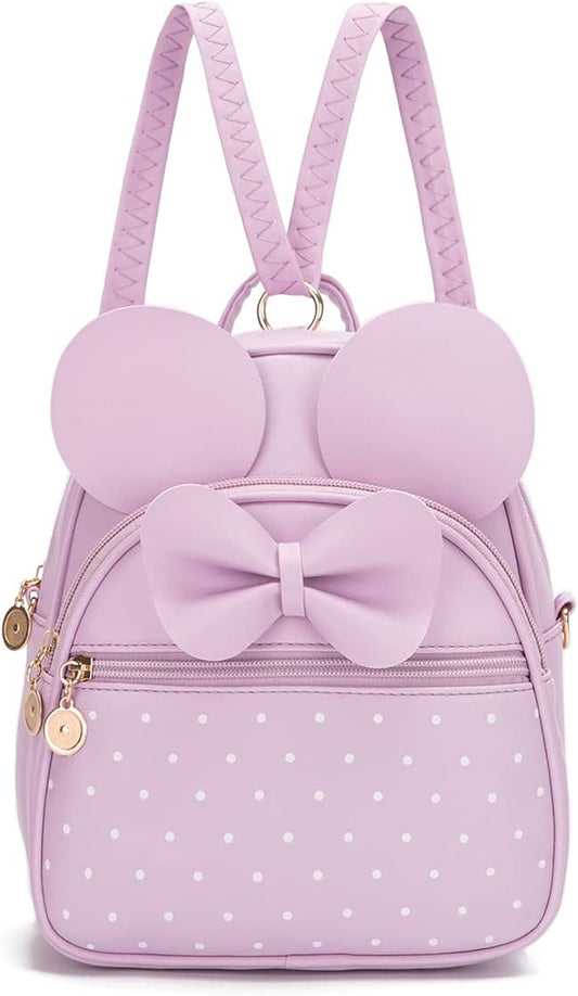 KL928 Girls Mini Backpack Bowknot Polka Dot Cute Small Daypacks Convertible Shoulder Bag Purse for Women