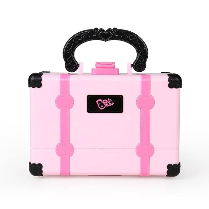 Pongnas Girls Makeup Kit Kids Cosmetics Play Set with 6 Lip Gloss 6 Eye Shadow 6 Cheek Cream 3 Nail Polish Travel Safe Washable Real Makeup for Little Girls