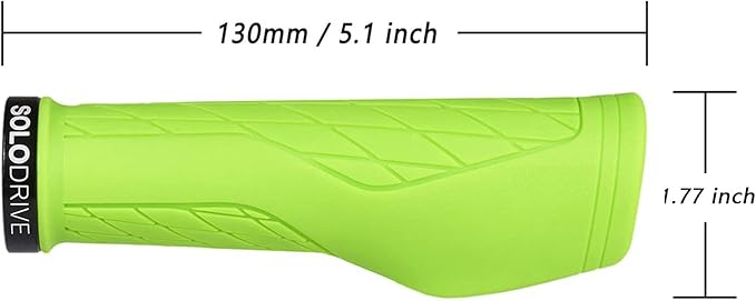 SOLODRIVE Ergonomic Design Mountain Bike Grips, Comfortable Bicycle Handlebar Grips, Single Lock-on and Non-Slip MTB Handle, Fit MTB, E-Bike, Hybrid, Scooter