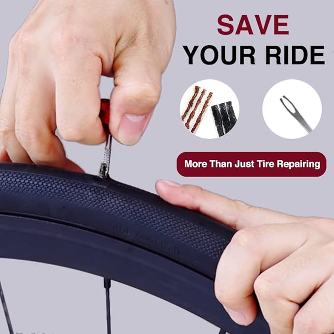 PAX Red Mountain Bike Tubeless Tire Repair Kit, Plus 4mm Hex Key for Emergency Bicycle Repair Kit, Fix Road Bicycle Tire Punctures