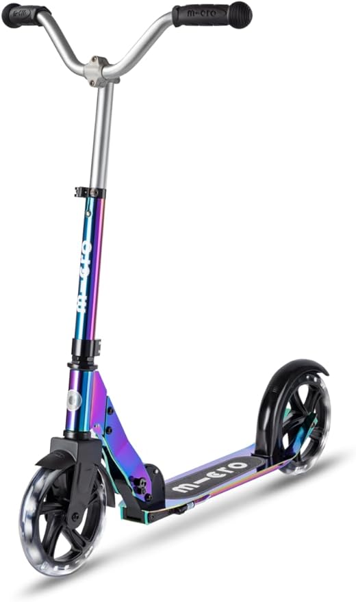 Micro Scooters | Cruiser LED Children's Scooter | Handlebar Adjustable | Lightweight | Light Up Wheels | Foldable | 6-12yrs | Boys & Girls