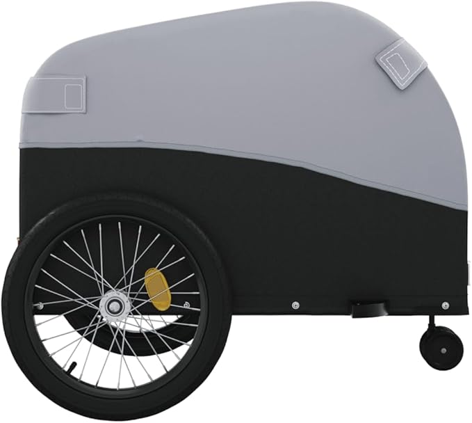 Bike Wagon Trailer, Bike Cart with Safety Flag, Bike Trailer Bicycle Cargo Trailer, Black and Gray 99.2 lb Iron, 24.8"x49.6"x24.8"