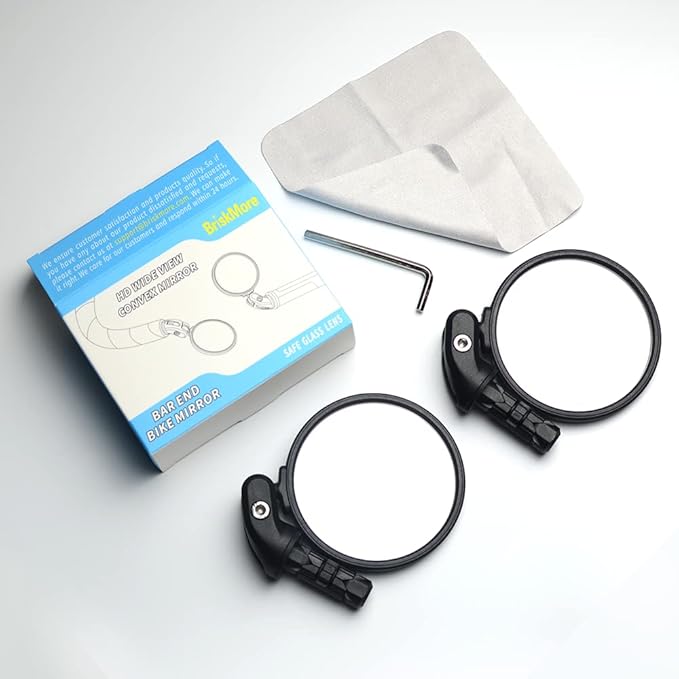 Bike Mirrors,Bike Bar End Mirror, HD Glass Convex Lens Bicycle Rearview Mirror, Safe Cycling Rearview Mirror, Easy to Install