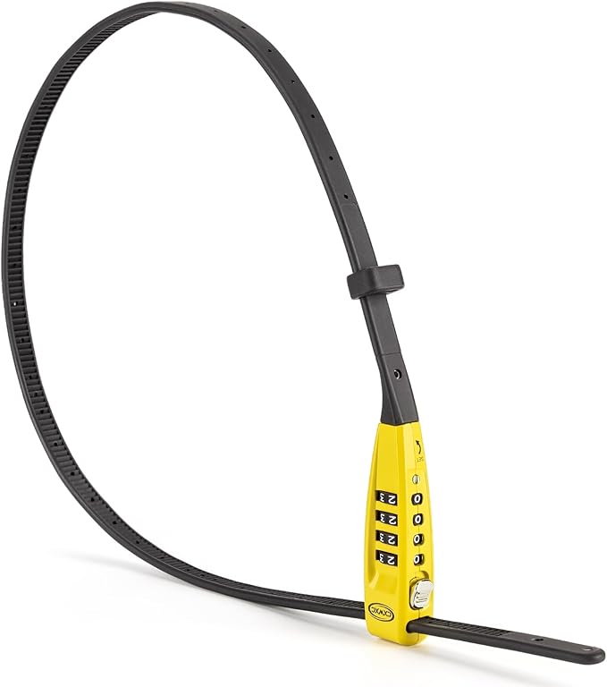 CXWXC Zip Tie Lock - 4-Digit Combo Cable Locks for Bike Motorcycle Helmet, Skateboard, Skis, Snowboard, Stroller & Cabinet - Ideal for Lightweight Security (Yellow, 70CM)