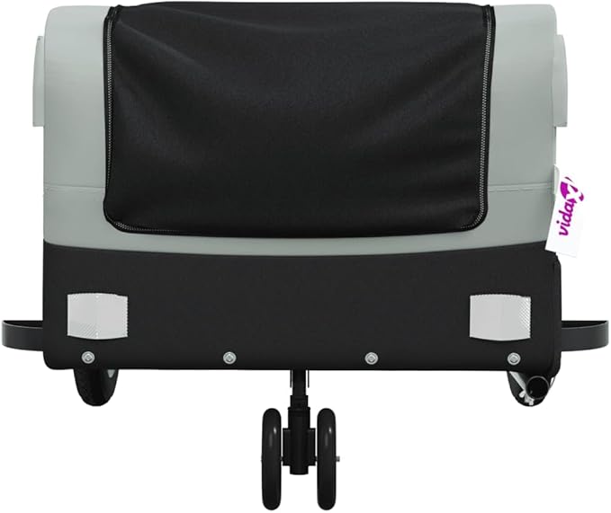 Bike Trailer Bicycle Cargo Trailer, Bike Wagon Trailer, Bike Cart with Safety Flag, Black and Gray 66.1 lb Iron, 48"x20.9"x20.9"