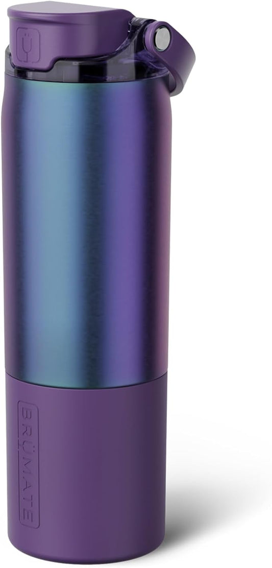 BrüMate Rise 25oz Water Bottle with Covered Silicone Straw | 100% Leakproof Insulated Water Bottle | Cup Holder Friendly Base | 25oz (Dark Aura)