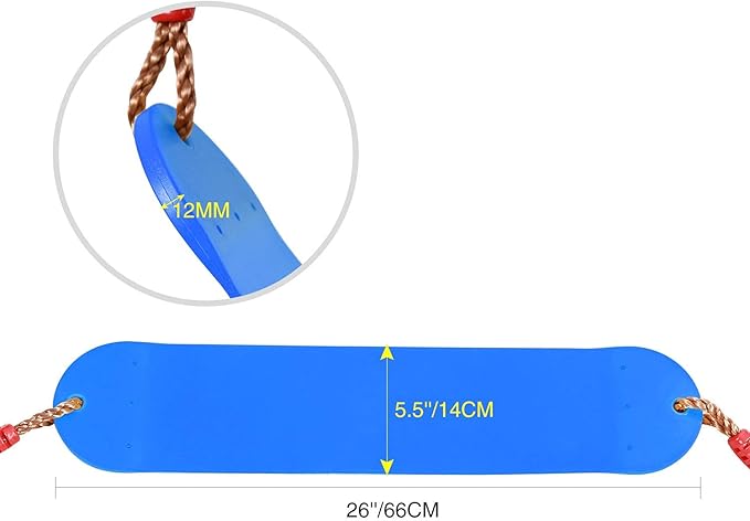 RedSwing Swing Seat for Kids outdoor with 57-86" Rope, Kids Safety Playground Swing Seat Replacement, Belt Swing, Heavy Duty, Blue 2 Pcs