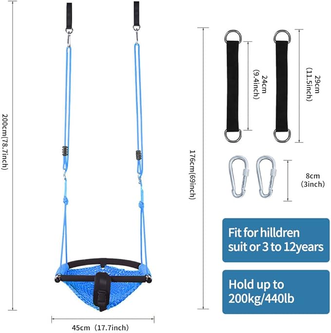 2 -in- 1 Toddler Swing. Swing Seat for Kids with Adjustable Ropes, for Kids Heavy Duty Rope Play Secure Children Swings Set, for Outdoor Indoor, Backyard. Upgrade Product (Blue)