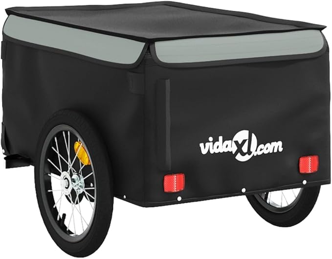 Bike Cargo Trailer, Bicycle Cart Bike Wagon Trailer, Bike Luggage Carrier, Loading Bike Storage Cart, Black and Gray, Maximum Load Capacity: 99.2 lb,-439
