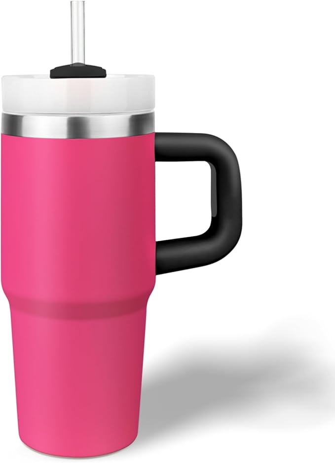 14 oz Tumbler with Handle and Straw, 14oz Toddler Tumbler with Lid and Straw for Kids Stainless Steel Tumblers, Outdoor Sports Travel School Gift, Keeps Drinks Cold up to 24 Hrs(BarbieBlack)