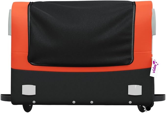 Bike Trailer Bicycle Cargo Trailer, Black and Orange, 99.2 lb Iron, 53.9"x27.2"x23.2"