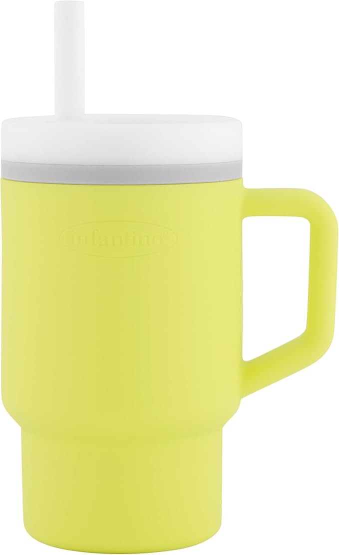 Infantino My 1st Tumbler, Silicone Sippy Cup with Straw & Handle, Spill-Resistant Baby Cup for On-the-Go, BPA-Free Transition Bottle