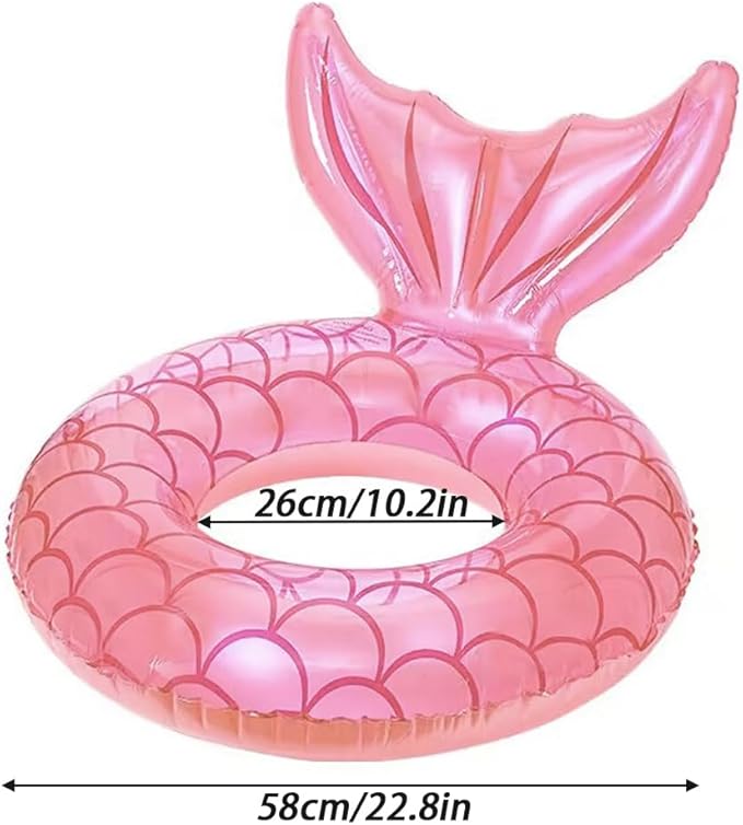 Children Swimming Ring, Inflatable Pool Floats Swim Tube Raft Toy with Fruits Mermaid Decorations Summer Water Fun Lounge Beach Lake Party Supplies for Kids