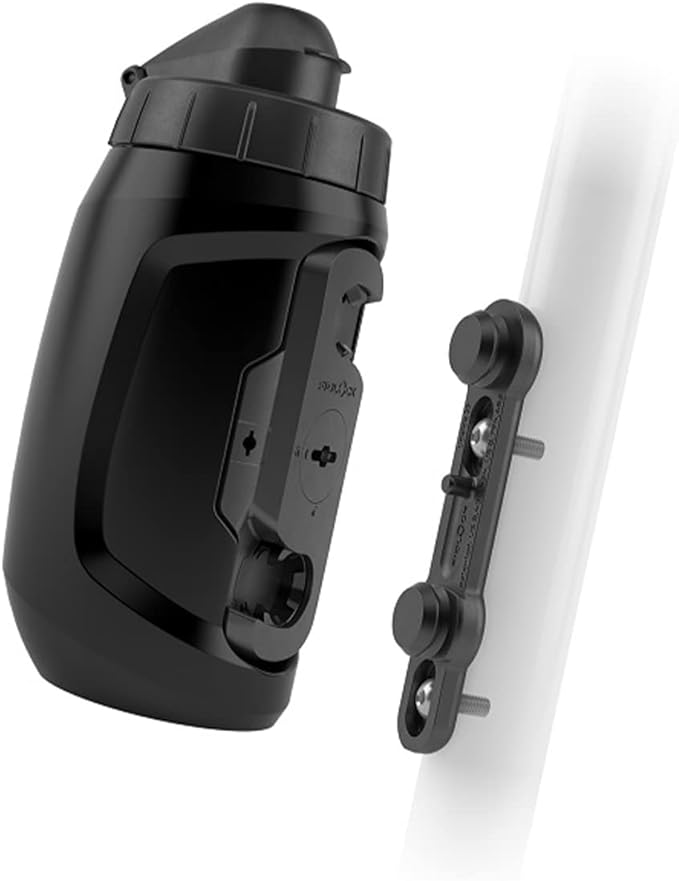 FIDLOCK Twist Bottle 450ml/15oz + Base Systems | New Leak-Proof, Self-Sealing Bottle Cap | Bike Water Bottle Holder with No Screws & Attached Bottle | Cage Free Magnetic Rack | Black