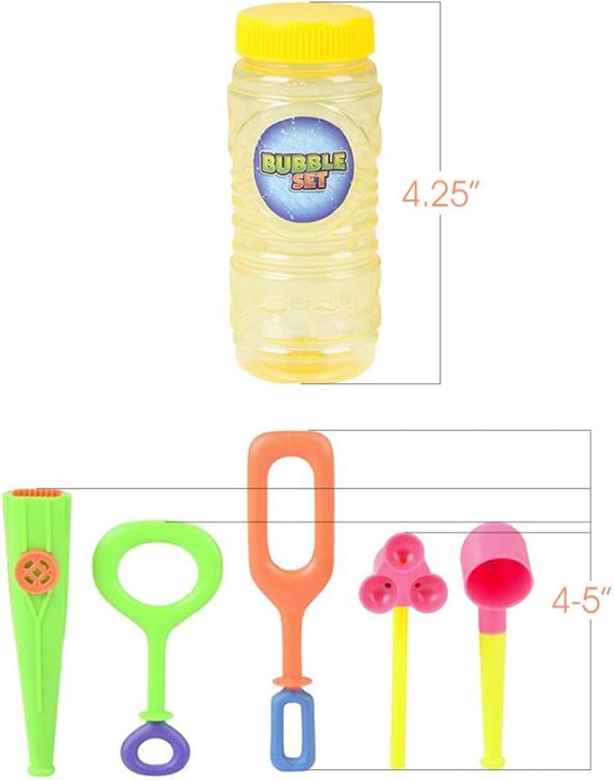 ArtCreativity 6-Piece Bubble Toys Set for Kids, Bubble Blowing Play Set with 5 Assorted Wands and Bubble Solution, Outdoor Toys for Boys, Girls, Summer, and Backyard Fun, Bubble Toy Gifts for Children