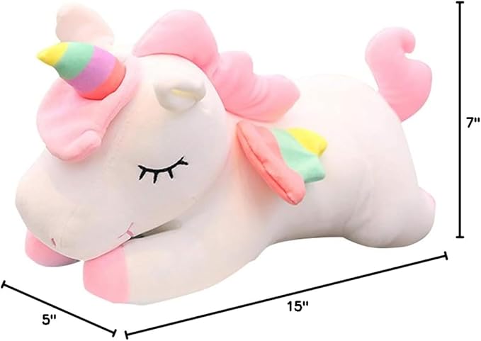 Unicorn Stuffed Animal, Soft Unicorn Plush Hugging Pillow Toy Gifts for Kids (White, 15.7 in)