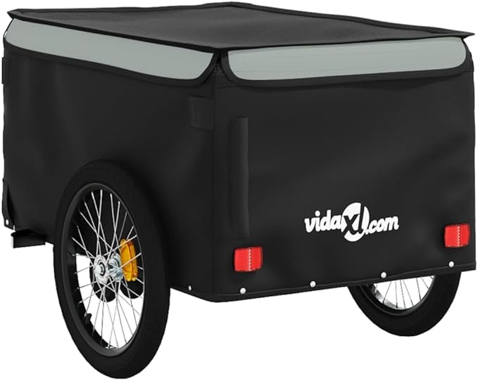 Bike Cargo Trailer, Bicycle Cart Bike Wagon Trailer, Bike Luggage Carrier, Loading Bike Storage Cart, Black and Gray, Maximum Load Capacity: 99.2 lb,-442
