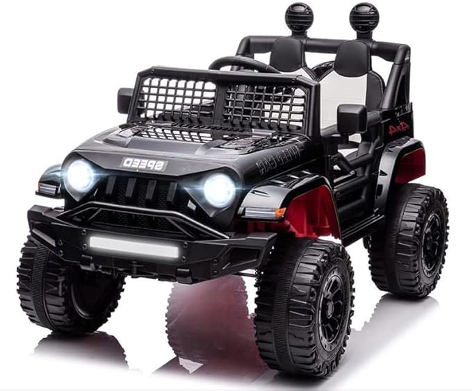 12V Ride On Car, Electric Car for Kids, 12V Ride on Toys, Kids Cars with 3 Speeds Adjustable w/Bluetooth, Parent Remote Control, Spring Suspension, AUX Port-Black