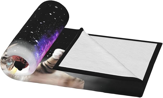 Funny Cat Blanket Cute Cat Lover Gifts Throw Blankets for Girls Boys Adult Women Men Kids Plush Cozy Flannel Fleece Ultra Soft Fuzzy Nebula Galaxy Kitten Party Blanket 80"X60"