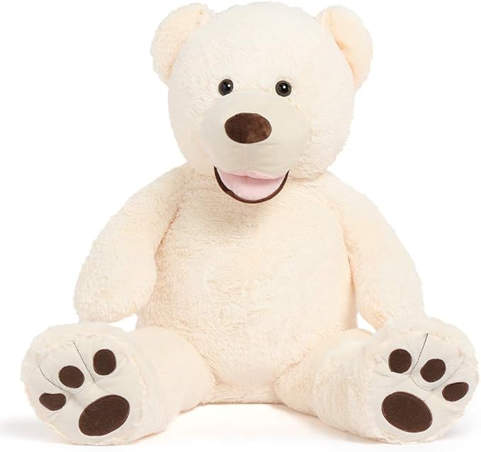 MorisMos Giant Teddy Bear, 39inch Large Stuffed Animals with Big Footprints Plush Stuffed Bears Gifts for Kids, Beige
