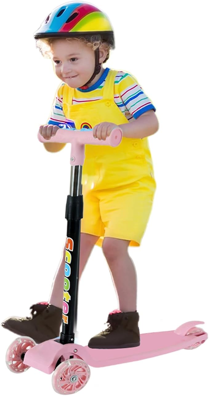 Folding Scooter - 3 Wheeled Scooter for Kids, 3 Wheels Foldable Kick Scooters | Lightweight Bike for Ages 2-8 Boys Girls Outdoor Riders, Kick Scooters for Commuting, Travel, Camping, Backpacking