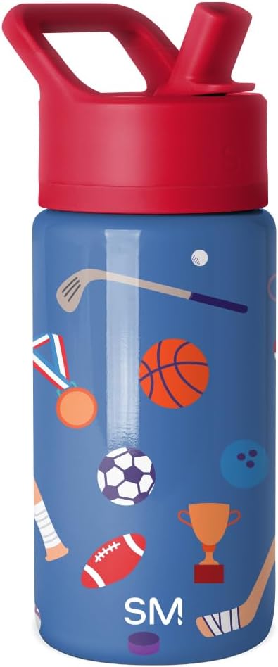 Simple Modern Kids Summit Water Bottle with Straw Lid | 14oz Stainless Steel Cup Insulated Tumbler for Toddlers, School | Sports Balls