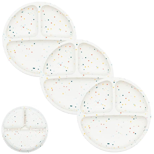 WeeSprout Silicone Divided Plates (No Lids), 100% Food Grade Silicone Divided Plates for Toddlers & Kids, Dishwasher & Microwave Safe