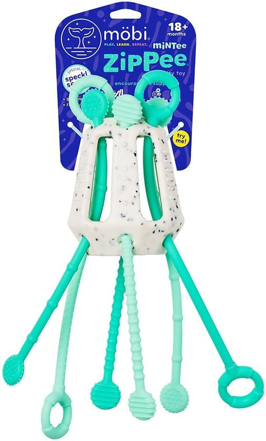 Mobi Zippee Activity Toy - Sensory Activities for Toddlers and Kids, BPA-Free and Food Grade Silicone, Montessori Learning Games for Ages +1 (Mintee)