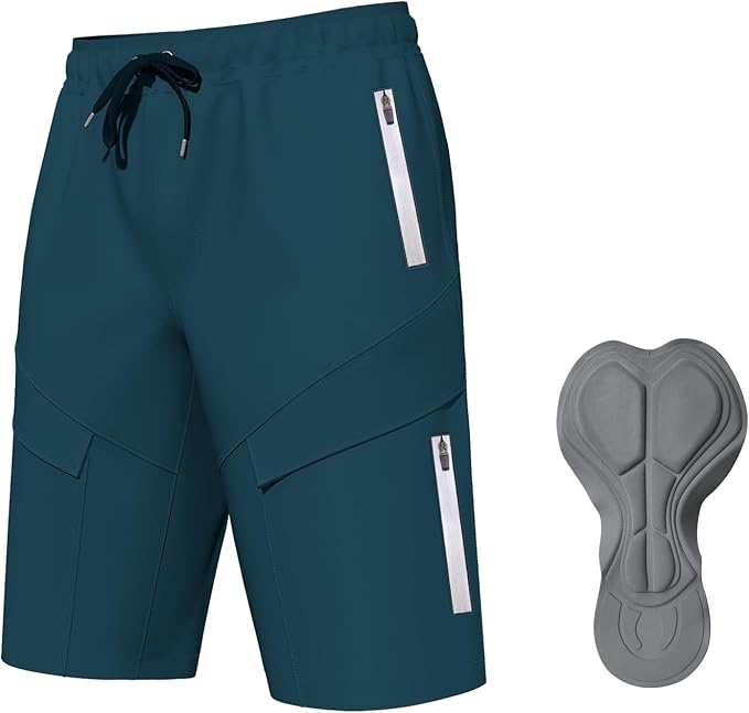 Lo.gas Mountain Bike Shorts for Men,3D Padded Loose-fit Cycling Biking Bicycle Shorts Mens with Underwear Zipper Pockets