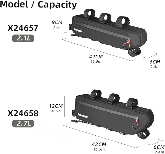 Rhinowalk Bike Bag Bike Frame Bag Waterproof Bike Triangle Bag 2.7L Bicycle Pouch Under Tube Bag Professional Cycling Accessories(XXL)
