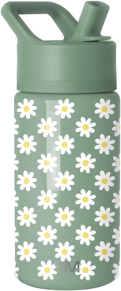 Simple Modern Kids Summit Water Bottle with Straw Lid | 14oz Stainless Steel Cup Insulated Tumbler for Toddlers, School | Sage Florals