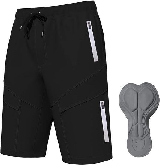 Lo.gas Mountain Bike Shorts for Men,3D Padded Loose-fit Cycling Biking Bicycle Shorts Mens with Underwear Zipper Pockets
