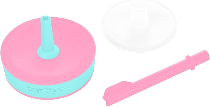 Contigo Leighton Kids Plastic Water Bottles Spill-Proof Tumblers with Straw Dishwasher Safe 14oz 2-Pack in Blue Raspberry/Butterflies & Azalea/Llamas Themes - Ideal for Toddlers and Older Kids