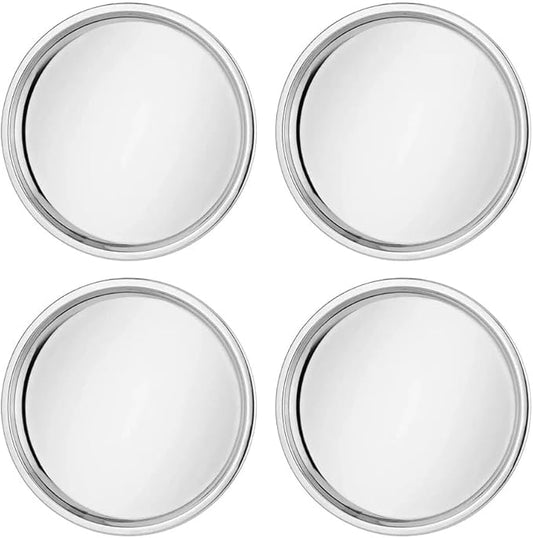 Ahimsa Stainless Steel Plates for Kids, 9" Polished Non Divided Stainless Steel Plate, Pediatrician Designed & Non Toxic, Unbreakable, Dishwasher Safe, Set of 4 Classic Silver